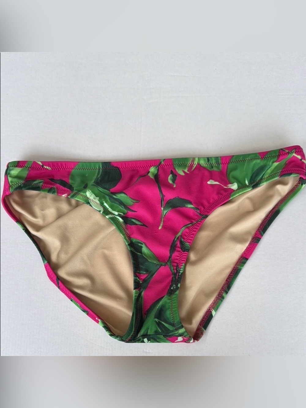 J. Crew Pink and Green Floral Tropical Bikini Bottom, size small